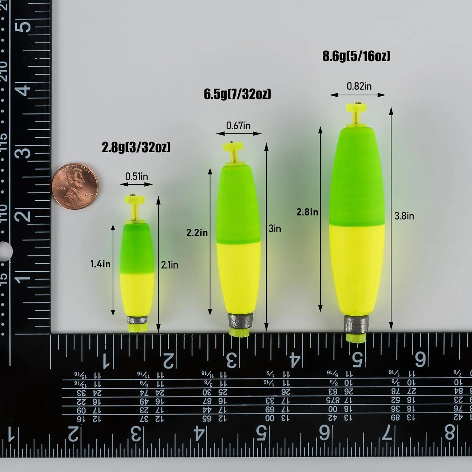 10-Pack Fishing Bobbers Floats, Weighted Bobbers for Fishing Cigar EVA Foam Snap-on Floats Corks Floaters Buoys for Crappie Bass Panfish Bluegills Trout