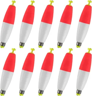 10-Pack Fishing Bobbers Floats, Weighted Bobbers for Fishing Cigar EVA Foam Snap-on Floats Corks Floaters Buoys for Crappie Bass Panfish Bluegills Trout