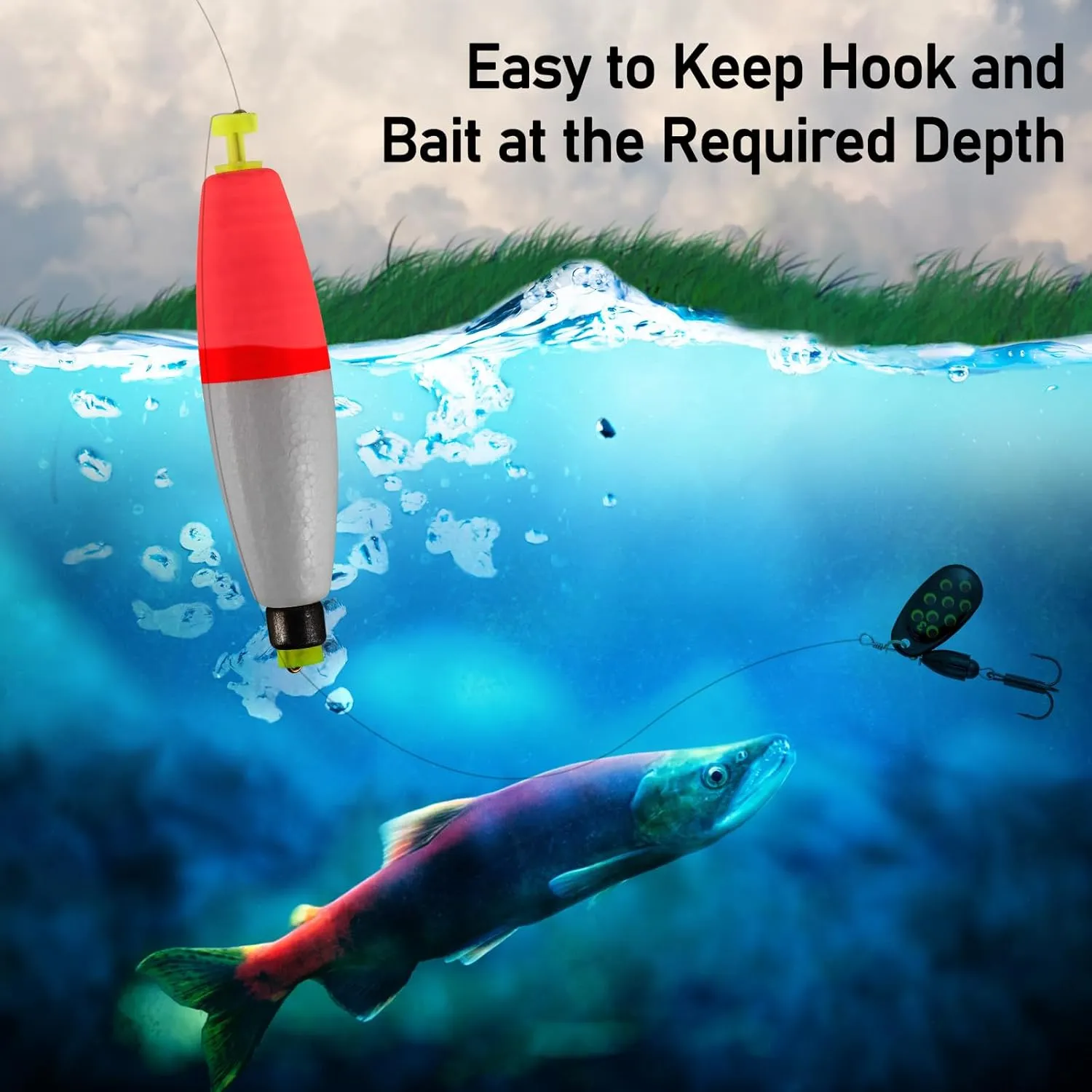 10-Pack Fishing Bobbers Floats, Weighted Bobbers for Fishing Cigar EVA Foam Snap-on Floats Corks Floaters Buoys for Crappie Bass Panfish Bluegills Trout
