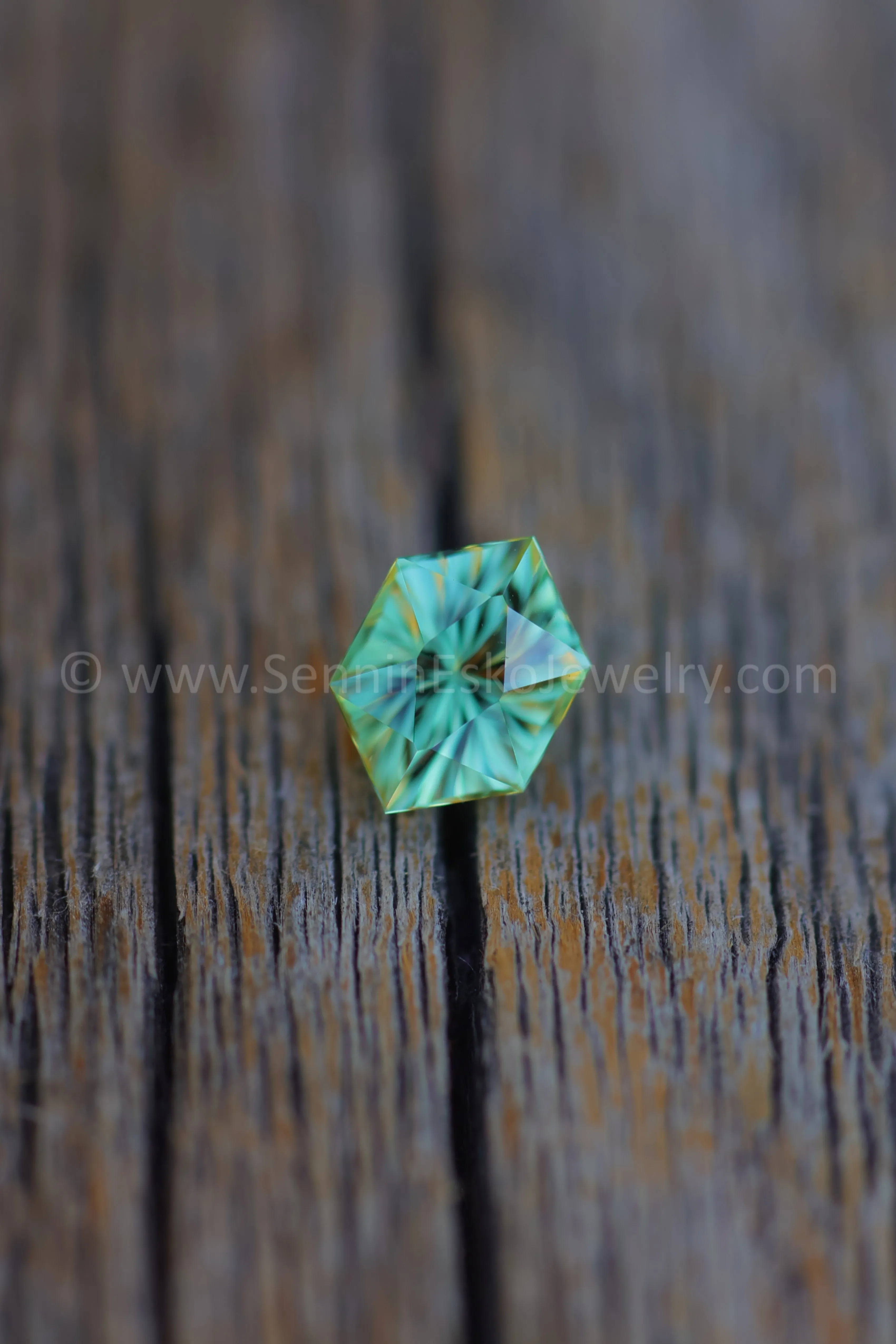 1.4 Carat Mint Tourmaline Hexagon -  8.4x6mm - Galaxy Cut