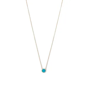 14 Karat Gold Plated Mini Synthetic Blue Opal Necklace