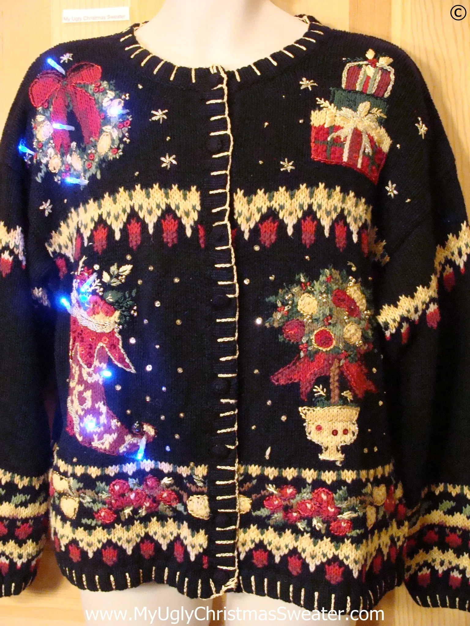 80s Crafty Christmas Sweater with Lights (g291)