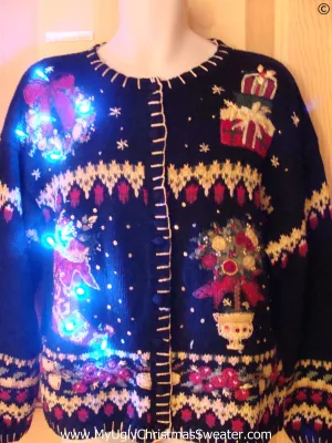 80s Crafty Christmas Sweater with Lights (g291)