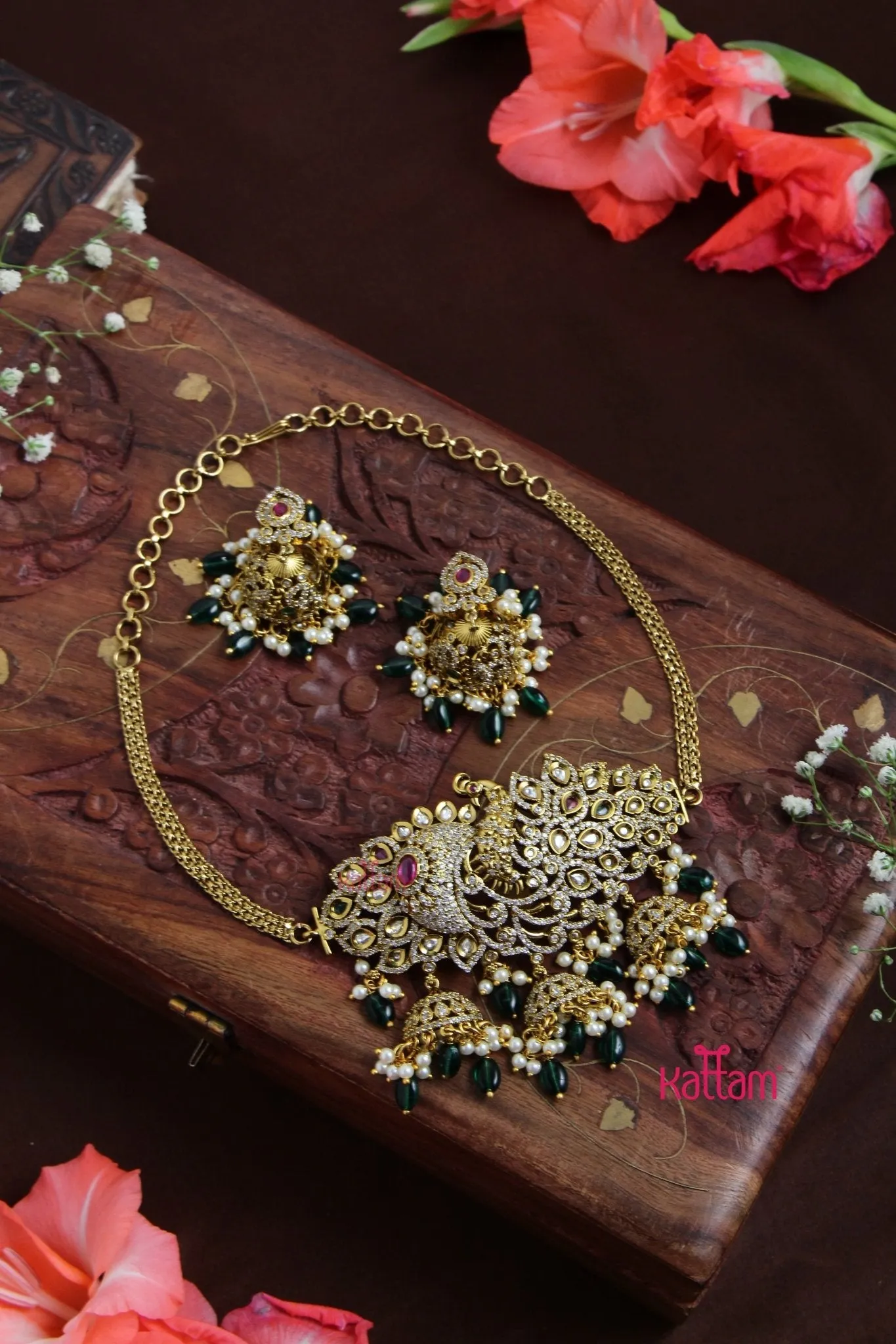 Aadhya - Grand Peacock Green Choker