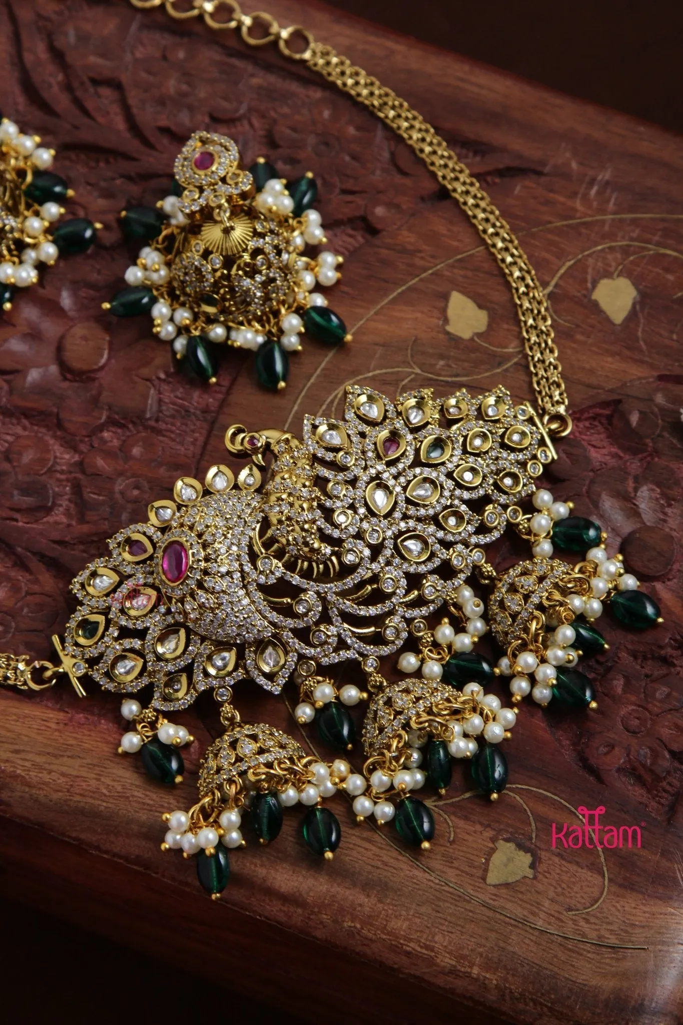 Aadhya - Grand Peacock Green Choker