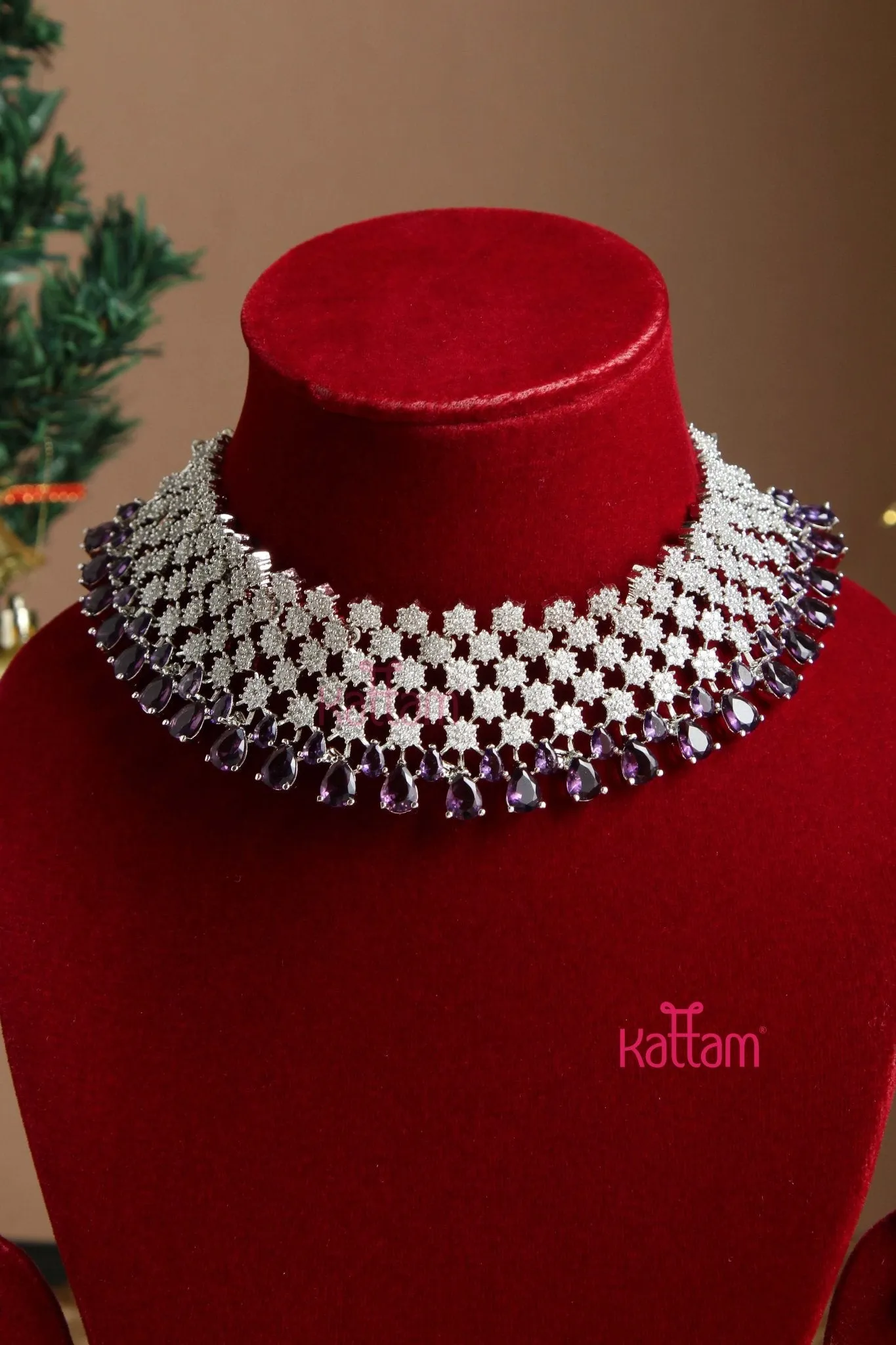 AD Stone Bridal Blue Choker