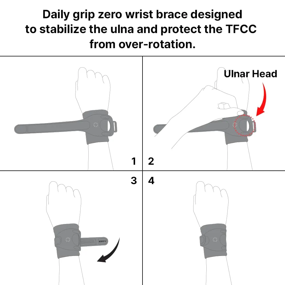 Aider Daily Grip Zero Wrist Brace  TFCC Tear & Wrist Support, Pain Relief Sports, Work & Daily Use, Physical Therapist-Designed (White)