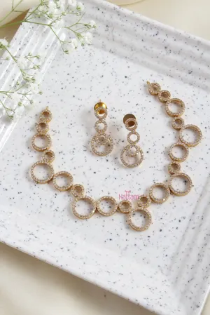 American Diamond White Stone Ring Choker