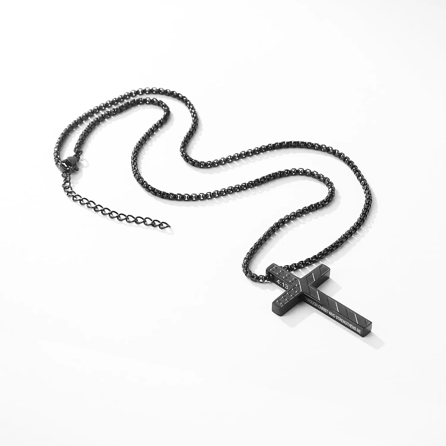 American Flag Cross Necklace for Boys Men Inspirational Christian Bible Verse Cross Pendant Stainless Steel Chain 20 2 inch Patriotic Jewelry Religious Gift for Men