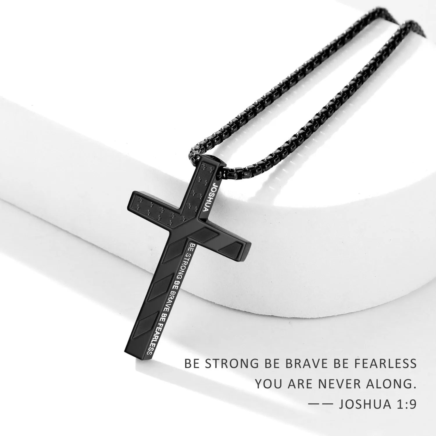 American Flag Cross Necklace for Boys Men Inspirational Christian Bible Verse Cross Pendant Stainless Steel Chain 20 2 inch Patriotic Jewelry Religious Gift for Men
