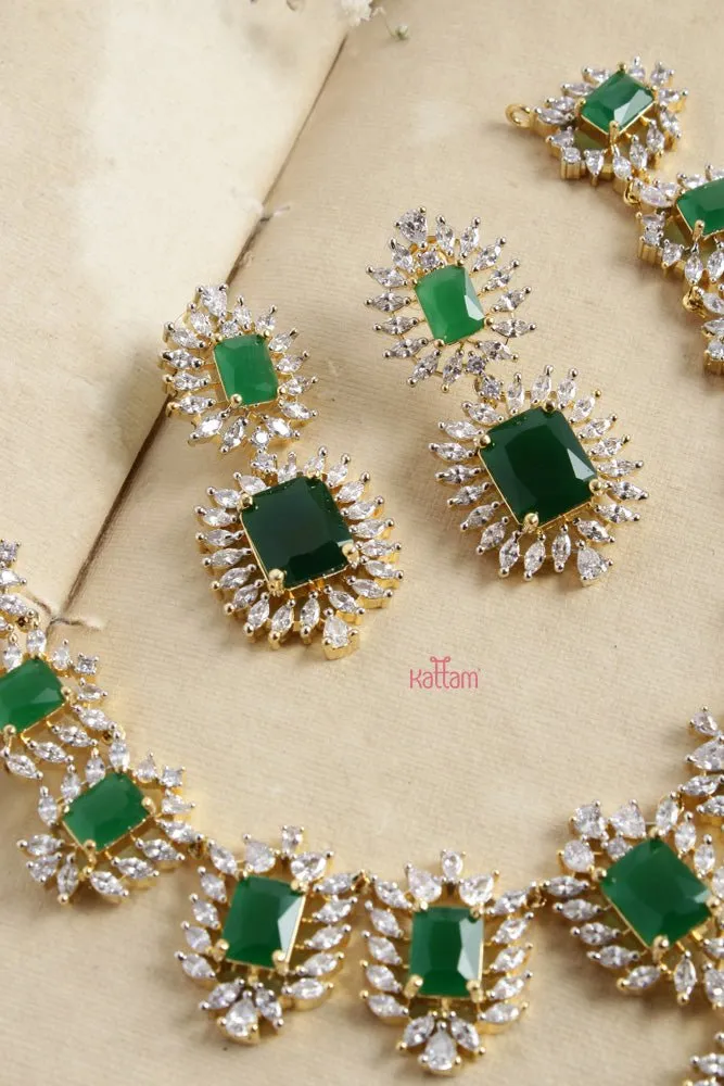Aura - AD Green Stone Short Necklace