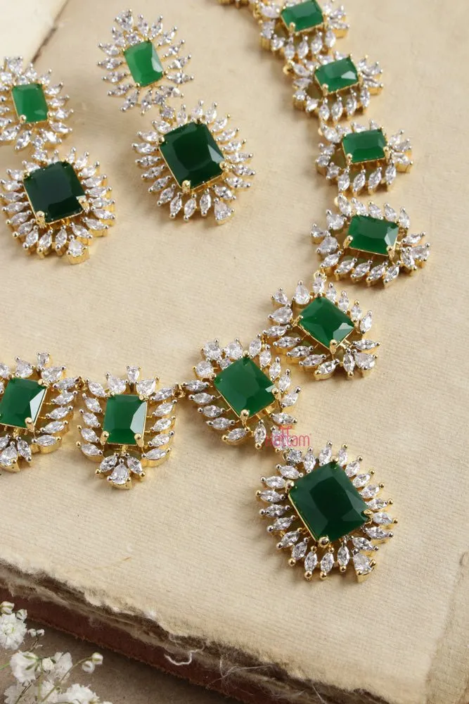 Aura - AD Green Stone Short Necklace