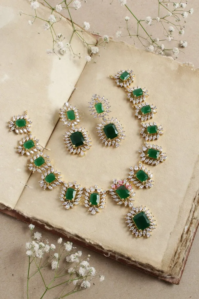 Aura - AD Green Stone Short Necklace