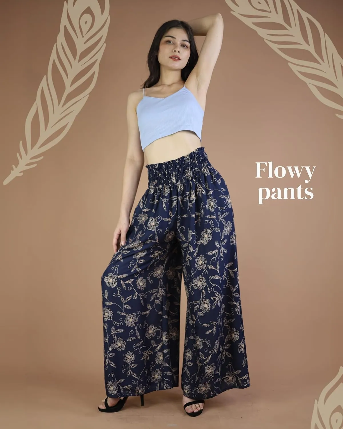 Boho Pants Palazzo Pants for Women with Pockets| Wide Leg high Waisted Flowy Pants for Women | Summer, Cruise, Vacation