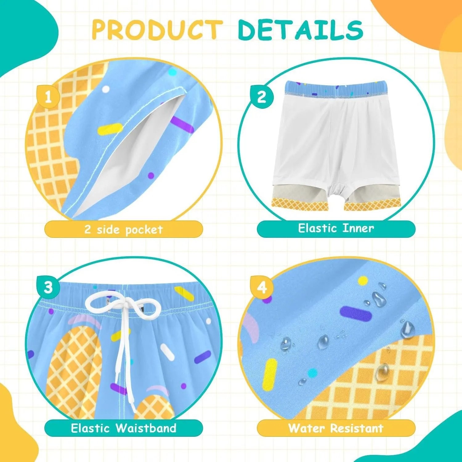 Boys Swim Trunks with Compression Liner Quick Dry Board Shorts with Boxer Brief Bathing Suit 4-14 Years