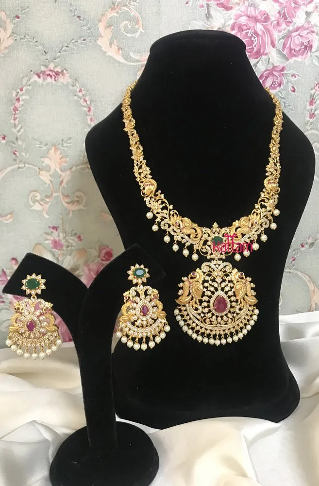 Bridal White Stone Peacock Haram