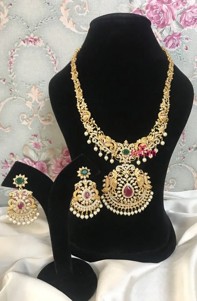 Bridal White Stone Peacock Haram