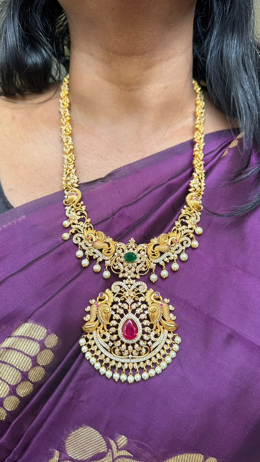Bridal White Stone Peacock Haram