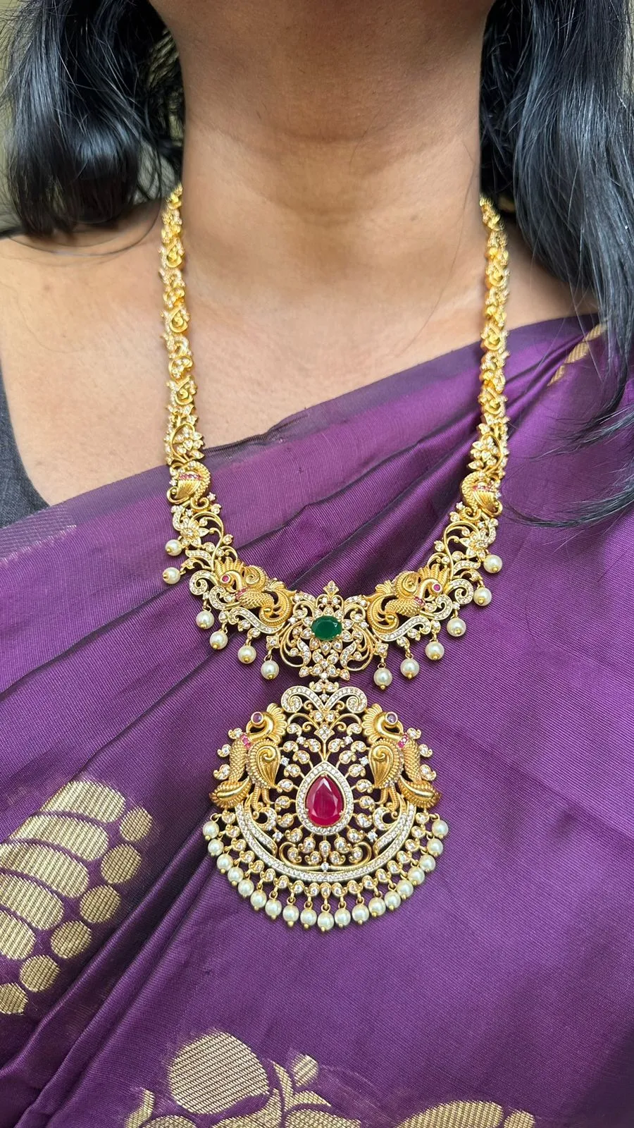 Bridal White Stone Peacock Haram
