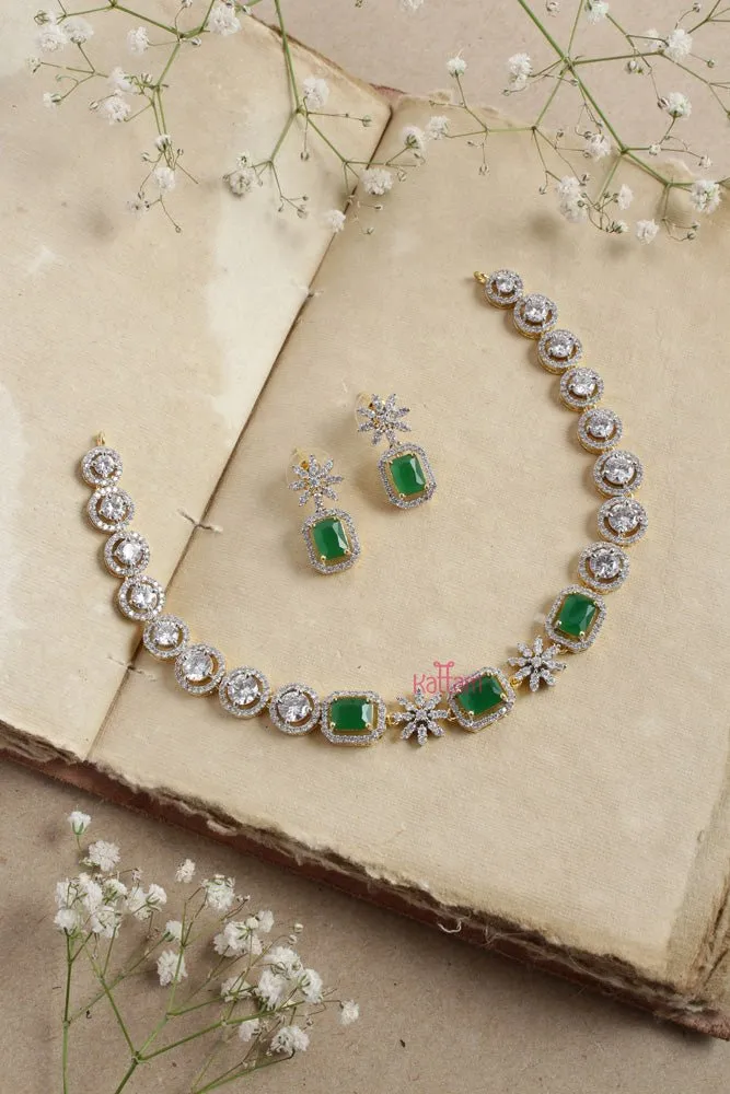 Classy Green Stone Round Choker Set