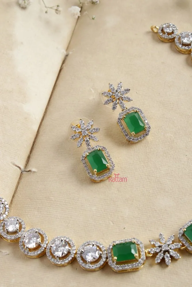 Classy Green Stone Round Choker Set