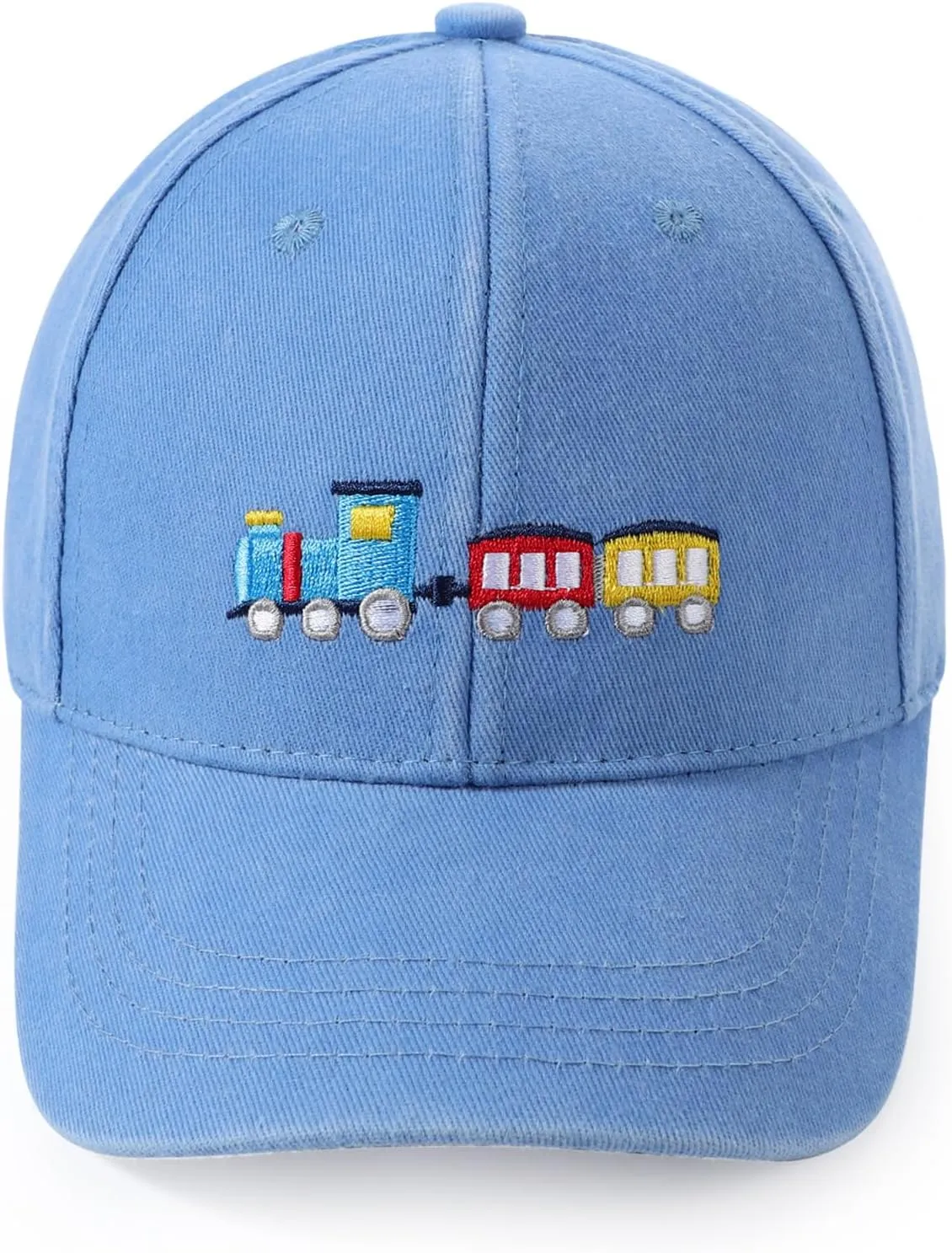 Cute Train Embroidered Kids Baseball Caps Toddler Washed Cotton Vintage Snapback Trucker Hat for Boys Girls 3-8 Years
