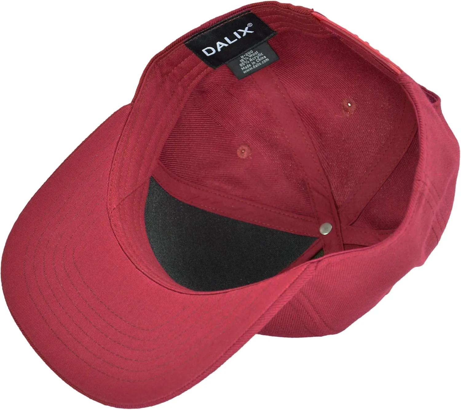 DALIX Premium Wool Blend Hat Flat Bill Cap Snapback Black Dark Gray Maroon Light