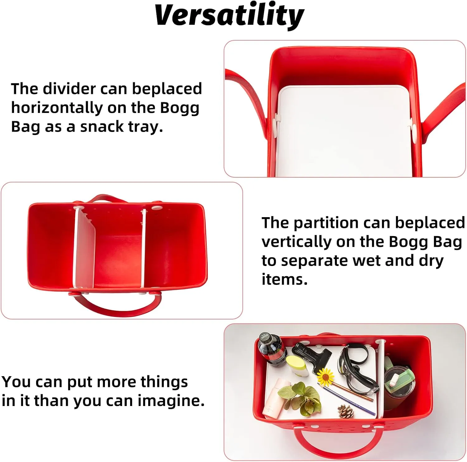 Divider Tray for Bogg Bag Accessories Compatible with Bogg Bag X Large Organizing Your Bags and Divide Space White 2PCS