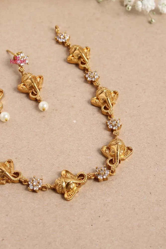 Elephant White Stone Choker