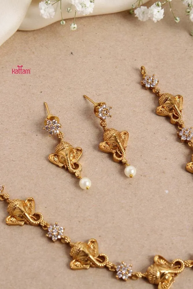 Elephant White Stone Choker