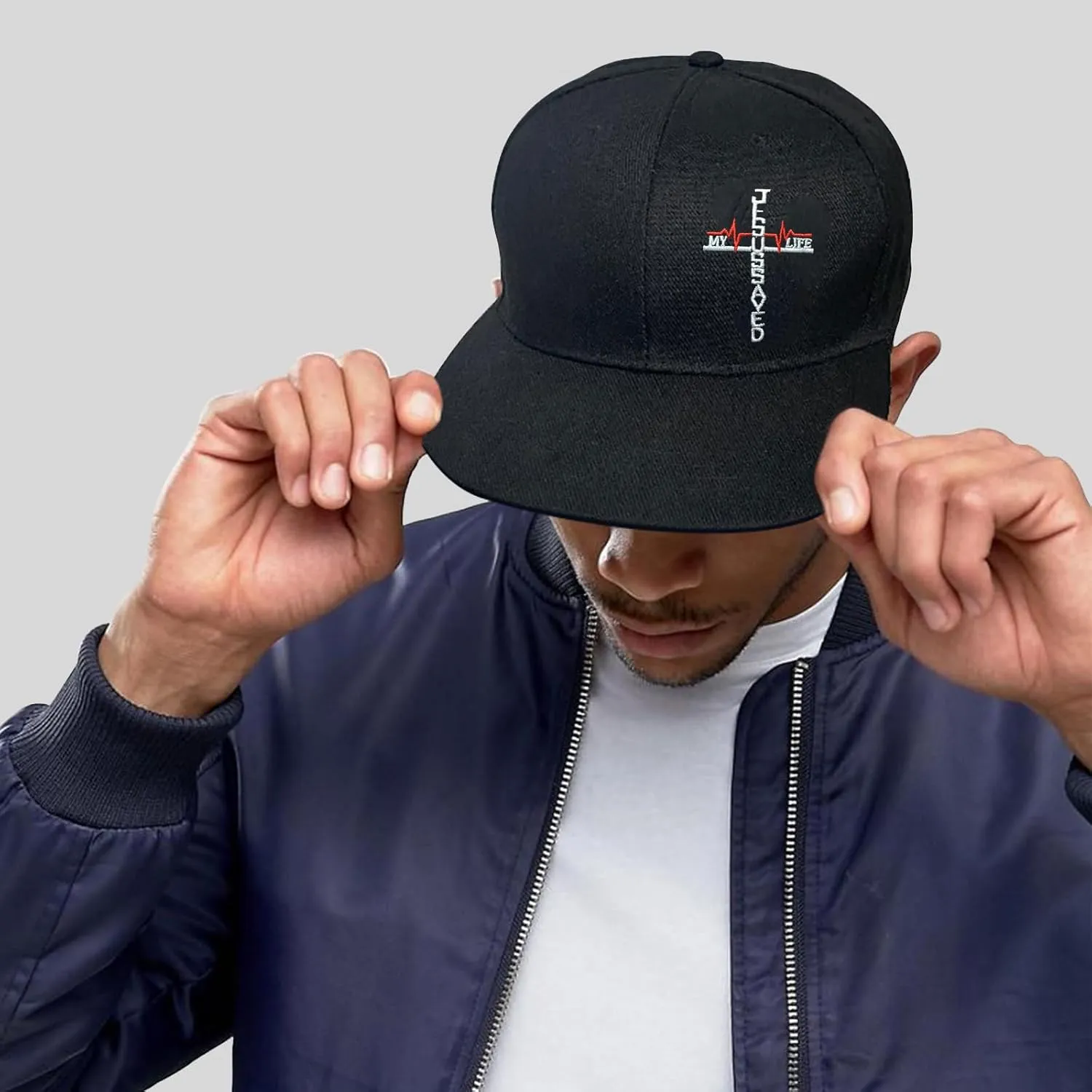 Flat Bill Hats for Men Embroidery Mens Snapback Hats Flat Brim Snap Back Skeleton Skull Hat