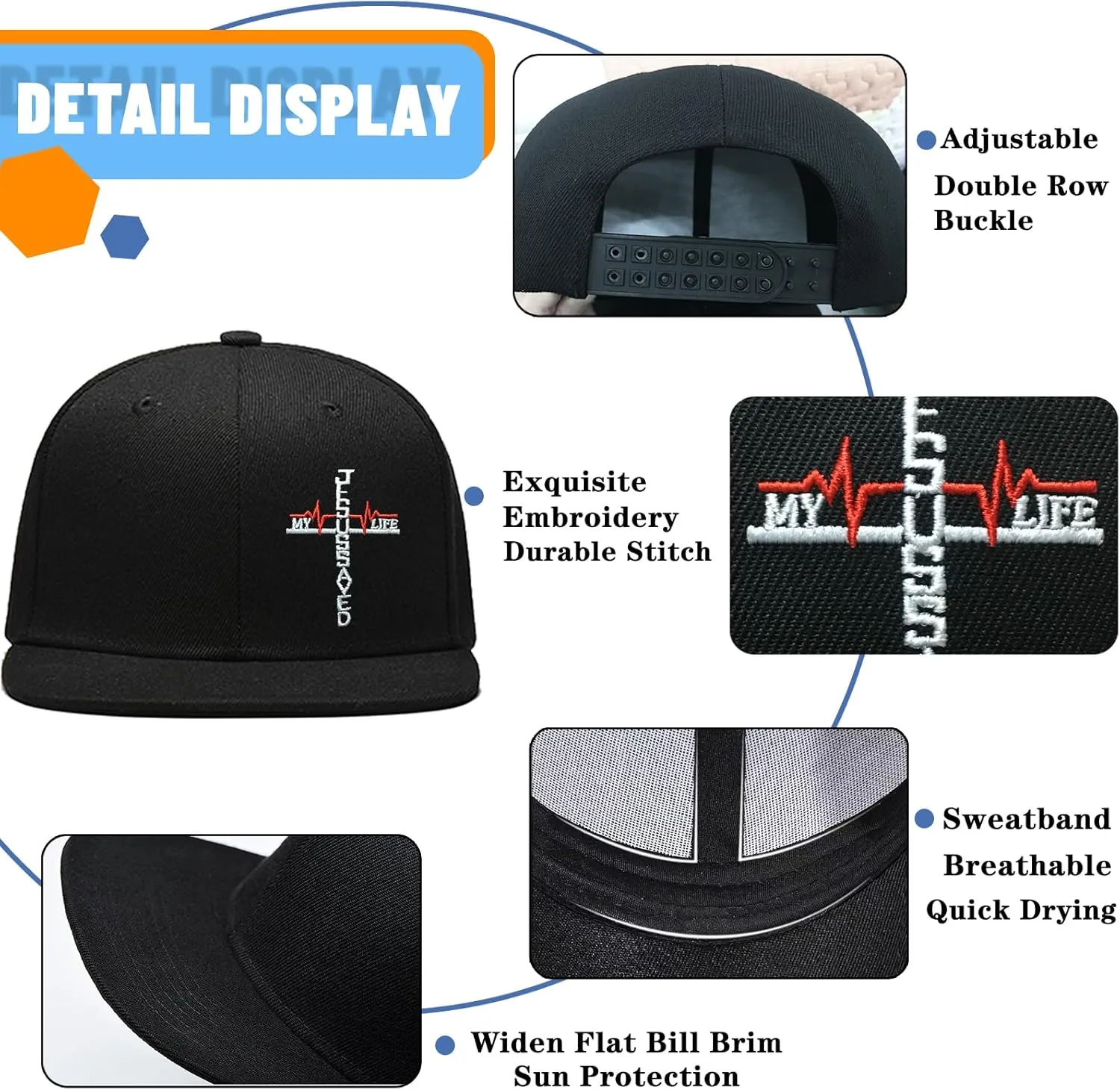 Flat Bill Hats for Men Embroidery Mens Snapback Hats Flat Brim Snap Back Skeleton Skull Hat
