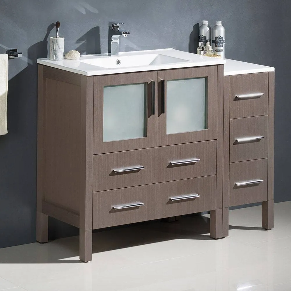 Fresca FCB62-3012GO-I Torino 42" Gray Oak Modern Bathroom Cabinets with Integrated Sink