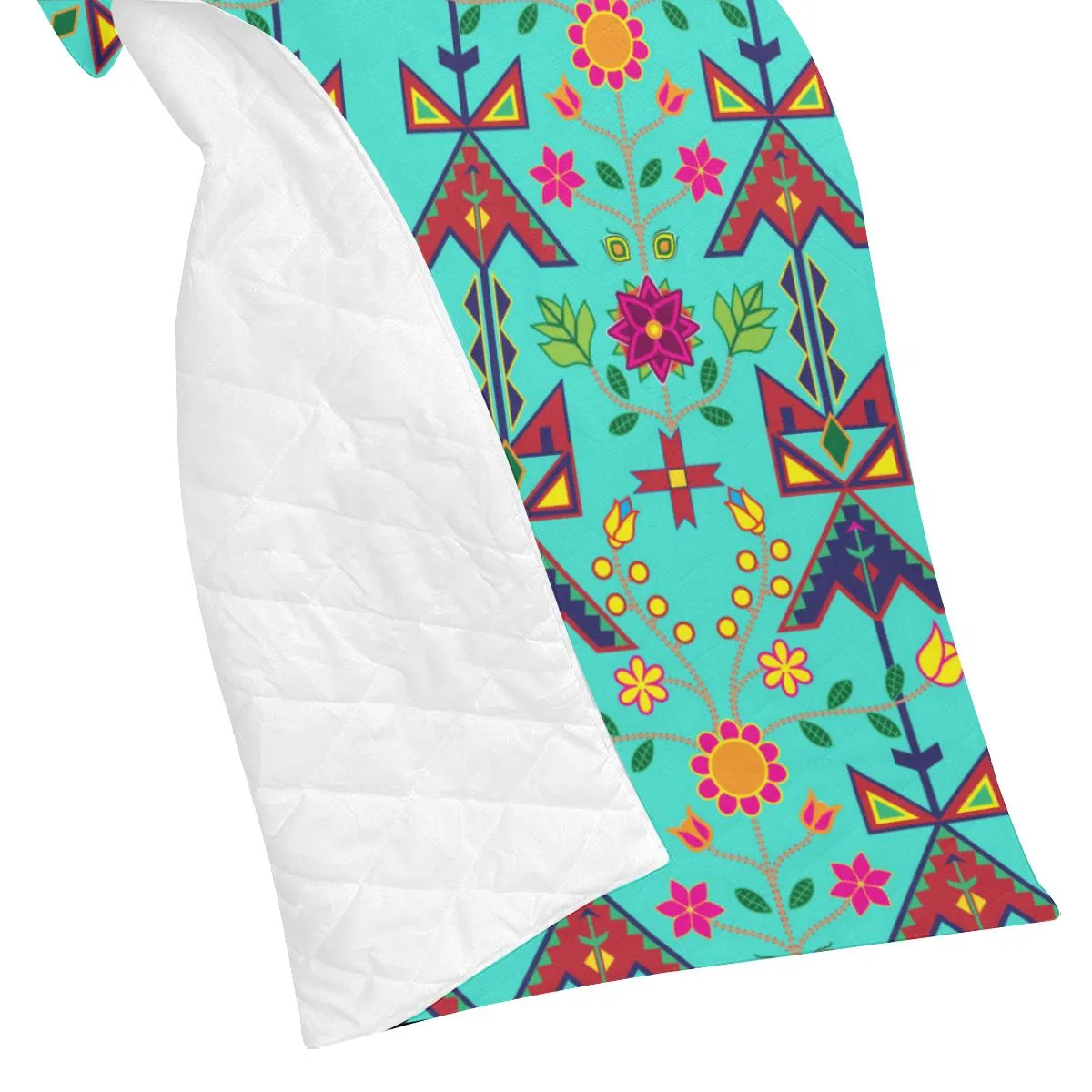 Geometric Floral Spring - Sky Quilted Blanket