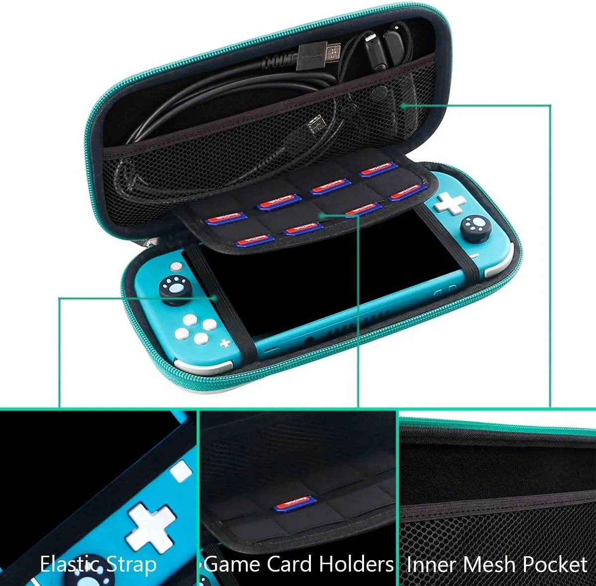 Glamgen Carrying Case for Nintendo Switch Lite,Cute Leaf Crossing Hard Shell Protective Switch Case for NS Console Lite and Accessories, Portable Carrying Storage Bag Holds 8 Game Cartridge
