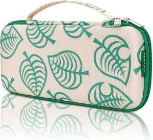 Glamgen Carrying Case for Nintendo Switch Lite,Cute Leaf Crossing Hard Shell Protective Switch Case for NS Console Lite and Accessories, Portable Carrying Storage Bag Holds 8 Game Cartridge