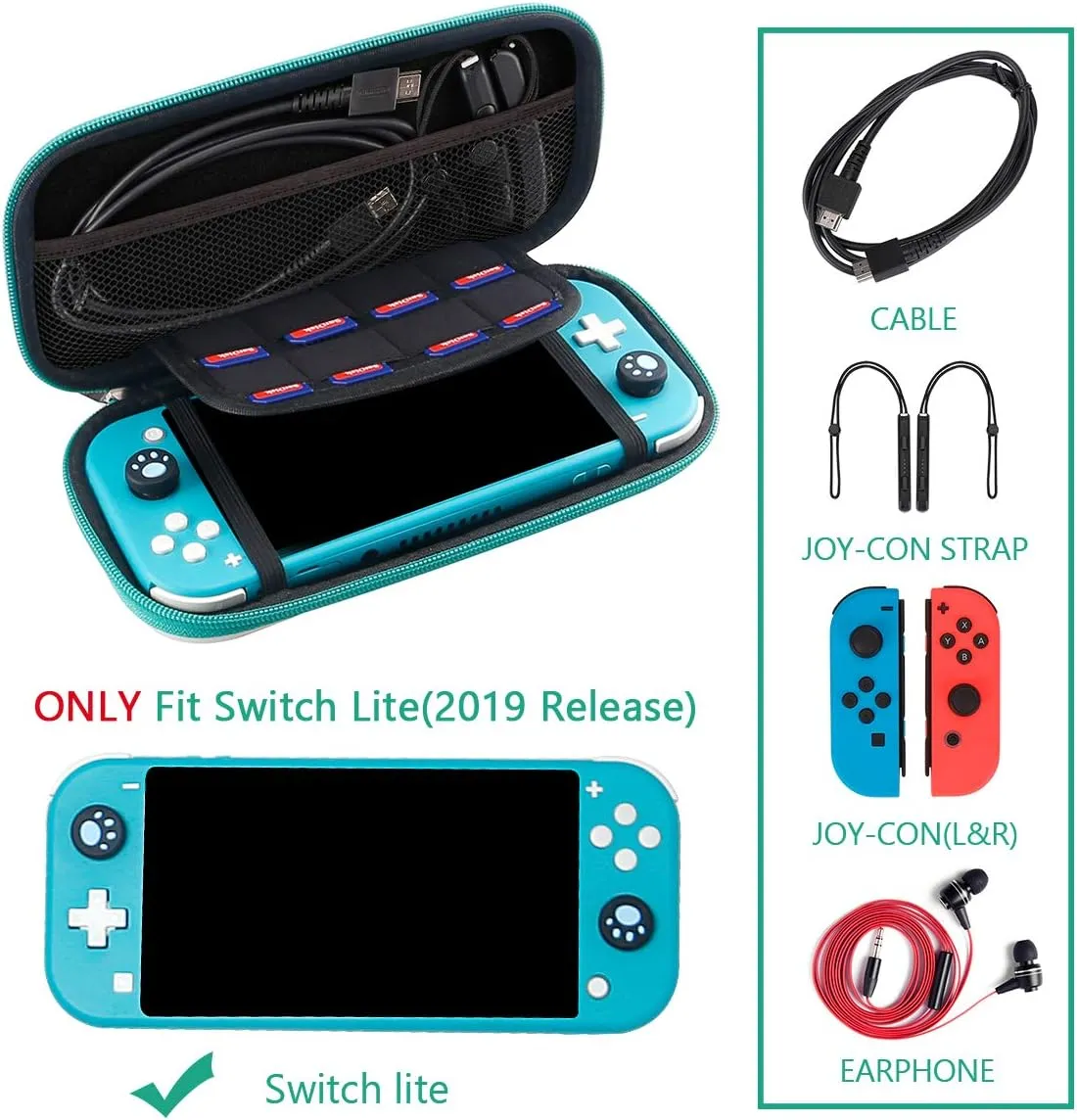 Glamgen Carrying Case for Nintendo Switch Lite,Cute Leaf Crossing Hard Shell Protective Switch Case for NS Console Lite and Accessories, Portable Carrying Storage Bag Holds 8 Game Cartridge