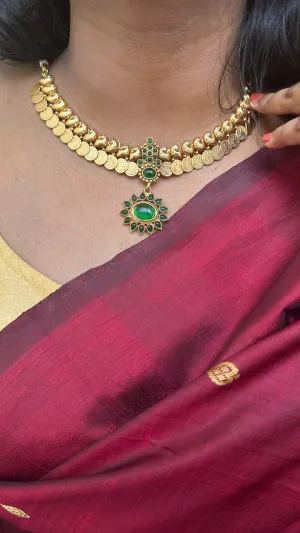Goddess Coin Peacock Green Choker