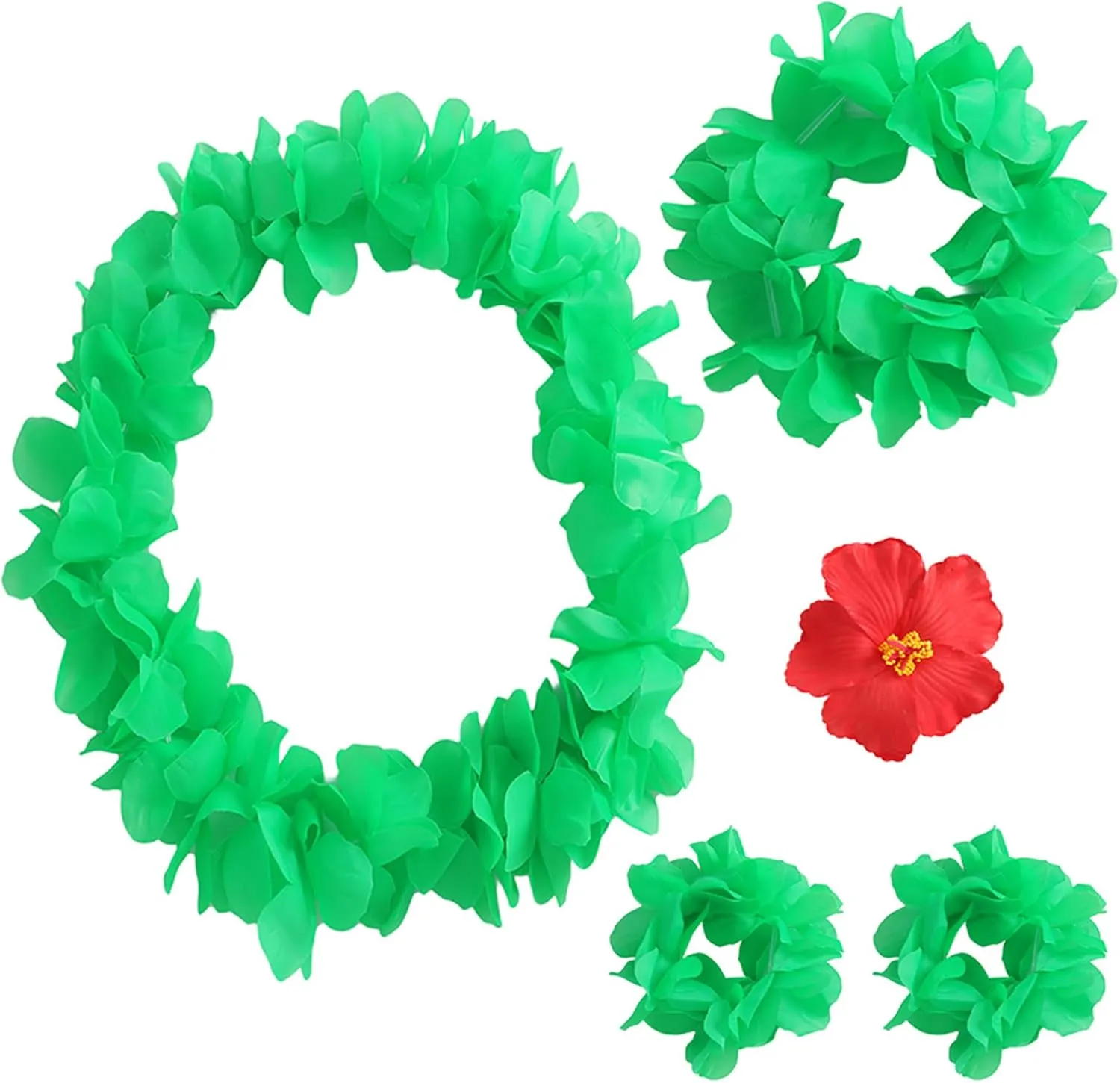 Hawaiian Luau Flower Leis Green Garland Headband Flower Hair Clip Halloween Costume Accessories Beach Party Supplies