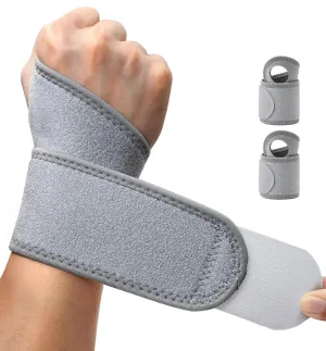 HiRui 2 Pack Wrist Brace Wrist Wraps for Carpal Tunnel Arthritis Tendonitis Sprains Pain Relief, Wrist Compression Straps for Workout Sports, Day & Night Support Adjustable Fits All (Gray)