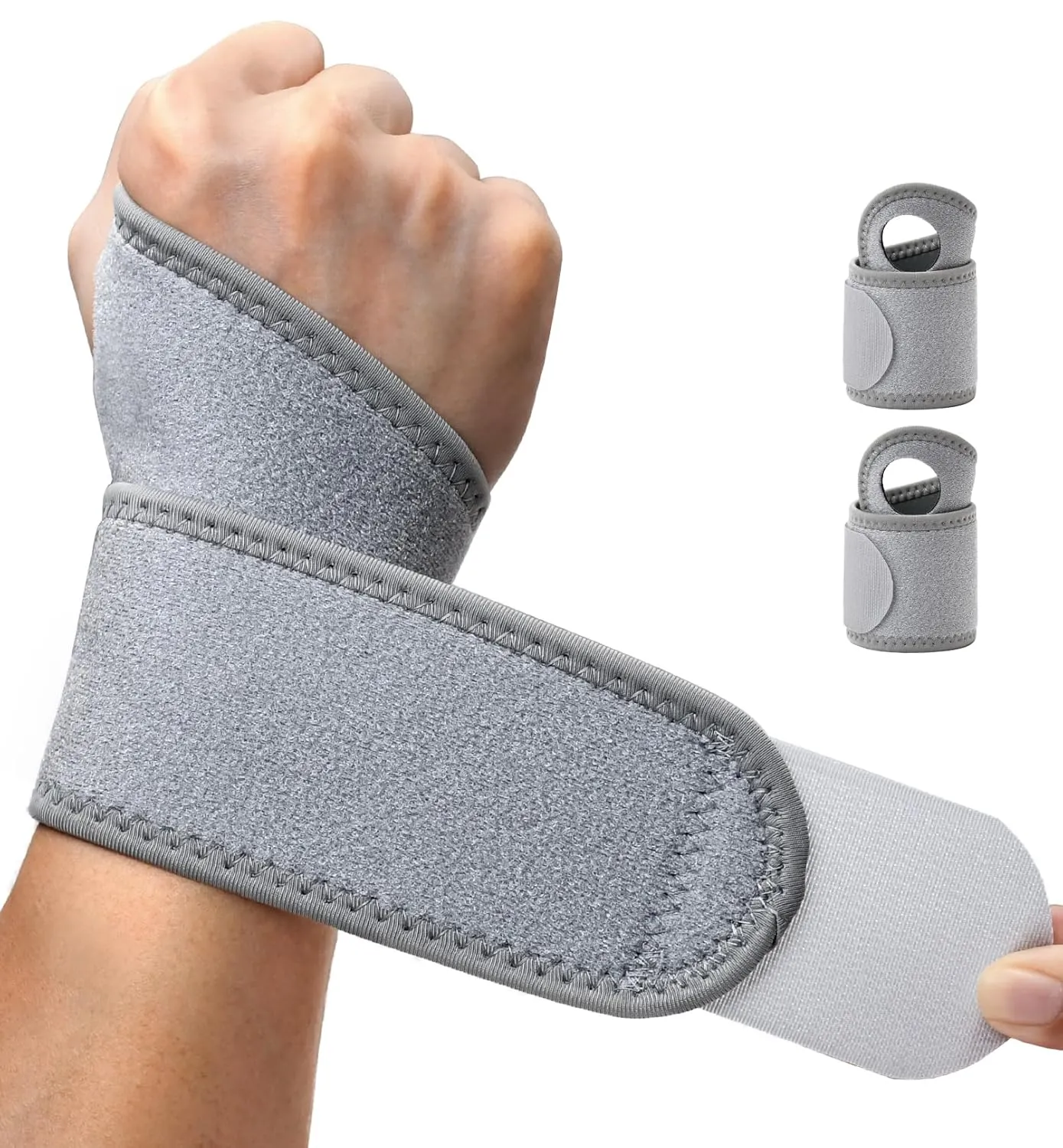 HiRui 2 Pack Wrist Brace Wrist Wraps for Carpal Tunnel Arthritis Tendonitis Sprains Pain Relief, Wrist Compression Straps for Workout Sports, Day & Night Support Adjustable Fits All (Gray)