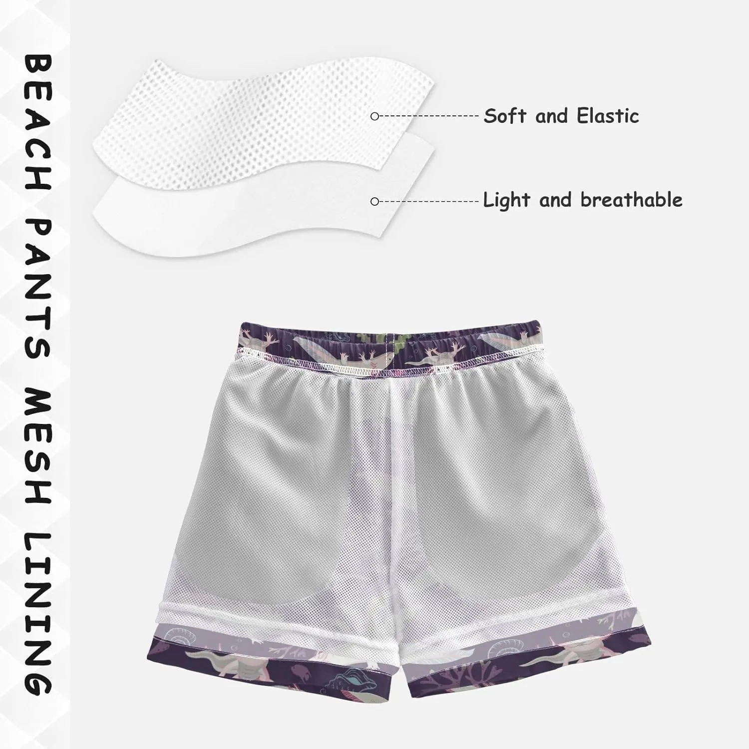 Little Boys Swim Trunks Beach Board Shorts Quick Dry Swimsuit Bathing Suits with Mesh Lining