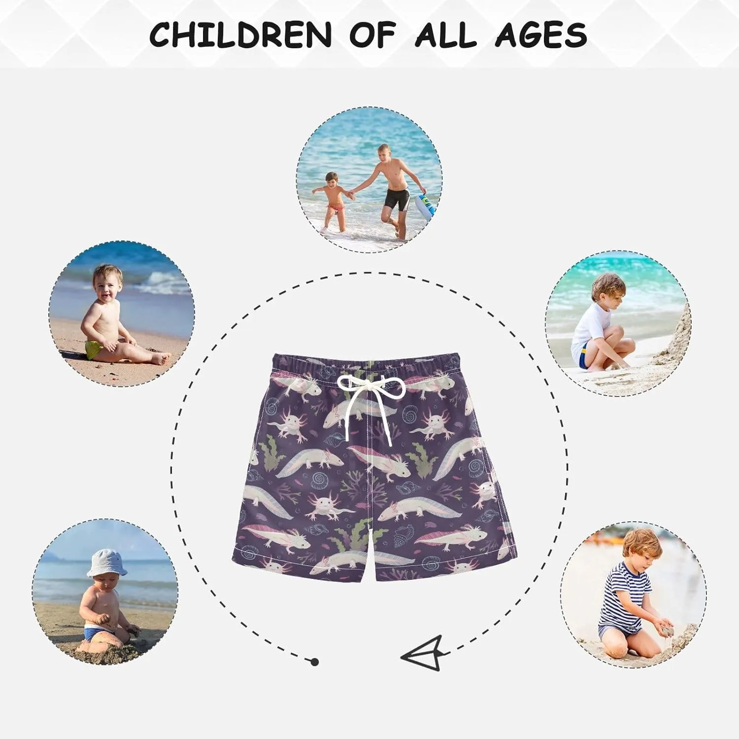 Little Boys Swim Trunks Beach Board Shorts Quick Dry Swimsuit Bathing Suits with Mesh Lining