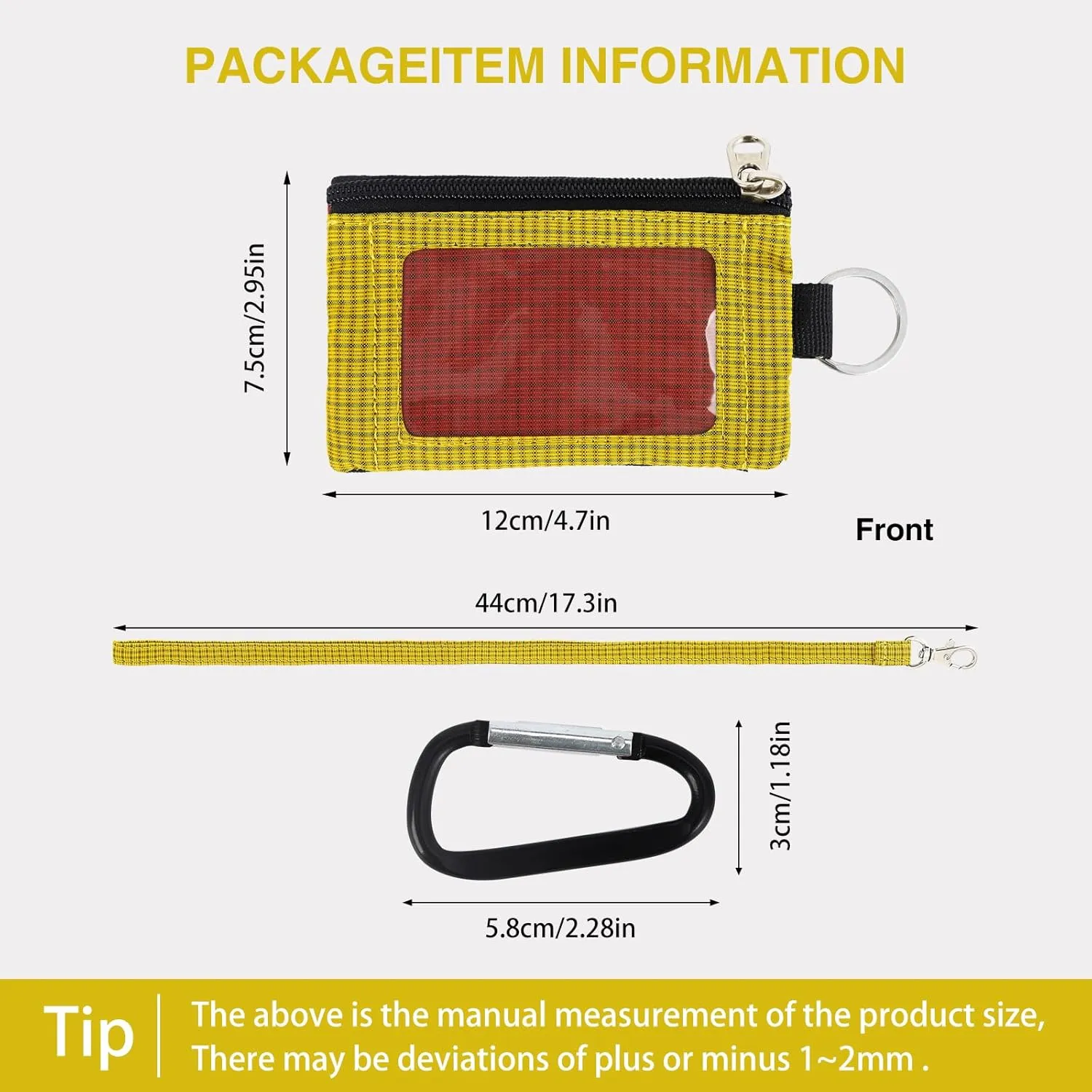 MASAPHlL Small Lanyard Wallet for Women/Men with RFID Blocking ID Card Wallet, Minimalist Nylon Zipper Pouch, Traval Neck Wallet with Keychain, ID Window for Card,Coin,Cash (Deep red Golden Yellow)