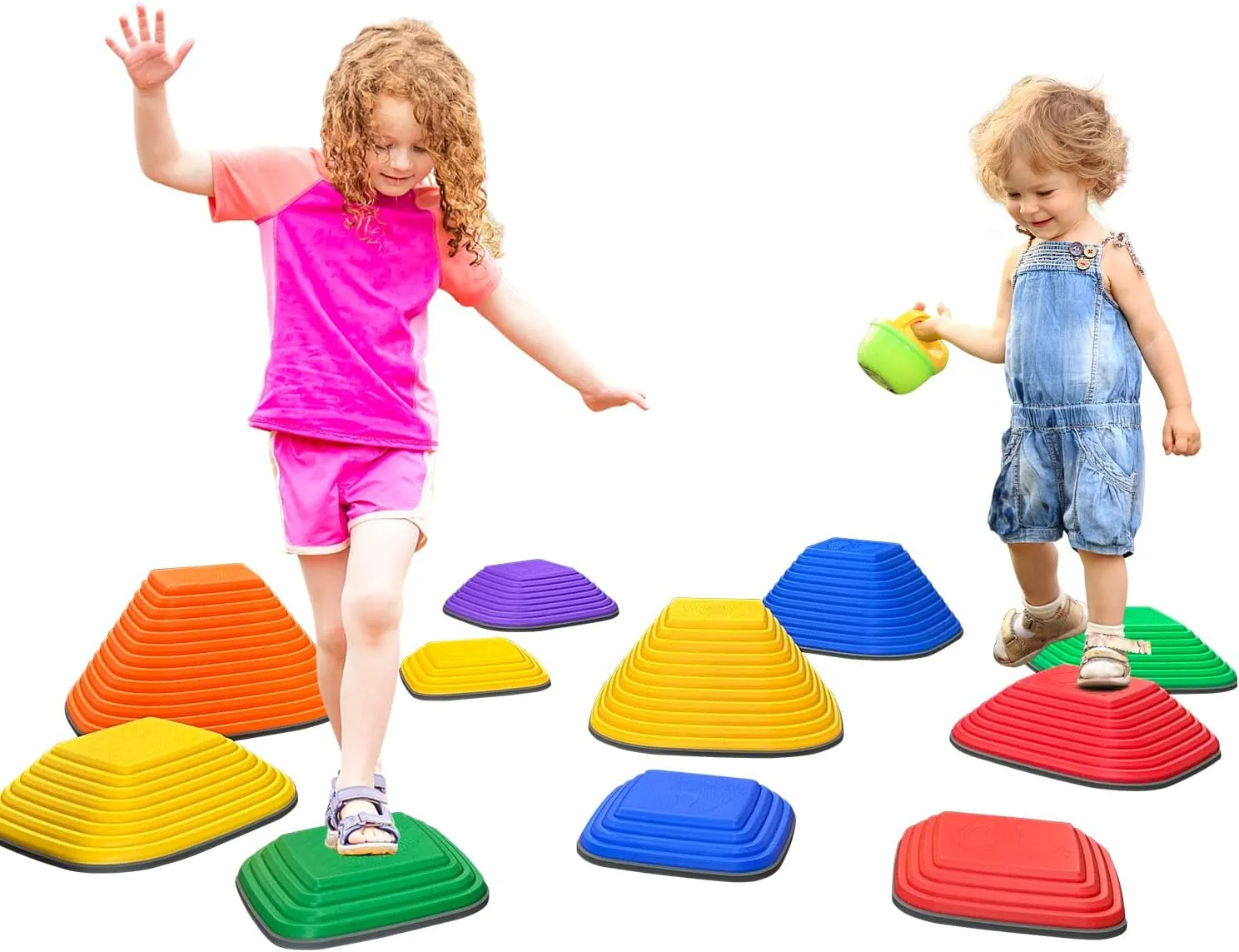 MOCUTEEN Stepping Stones for Kids 11pcs Non-Slip Plastic Balance River Stones for Toddler Activities Sports & Outdoor Kids Balance Play Equipment Toys. Toddler Ages 3  Years Old
