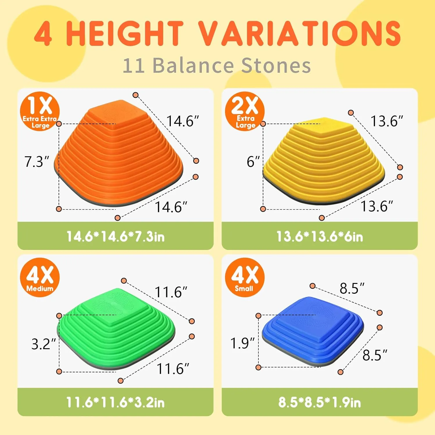 MOCUTEEN Stepping Stones for Kids 11pcs Non-Slip Plastic Balance River Stones for Toddler Activities Sports & Outdoor Kids Balance Play Equipment Toys. Toddler Ages 3  Years Old