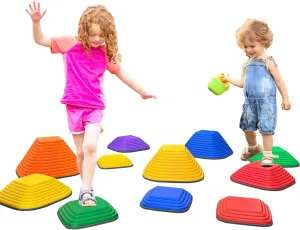 MOCUTEEN Stepping Stones for Kids 11pcs Non-Slip Plastic Balance River Stones for Toddler Activities Sports & Outdoor Kids Balance Play Equipment Toys. Toddler Ages 3  Years Old