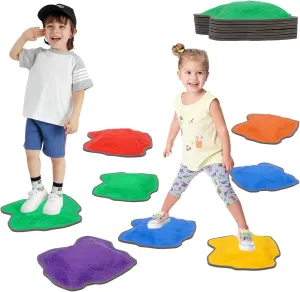 Non-Slip Stepping Stones for Kids 8pcs Plastic Balance Beam Obstacle Course for Promoting Children's Coordination Skills Sensory Play Equipment Indoor & Outdoor Play Toddler Ages 3 Years 