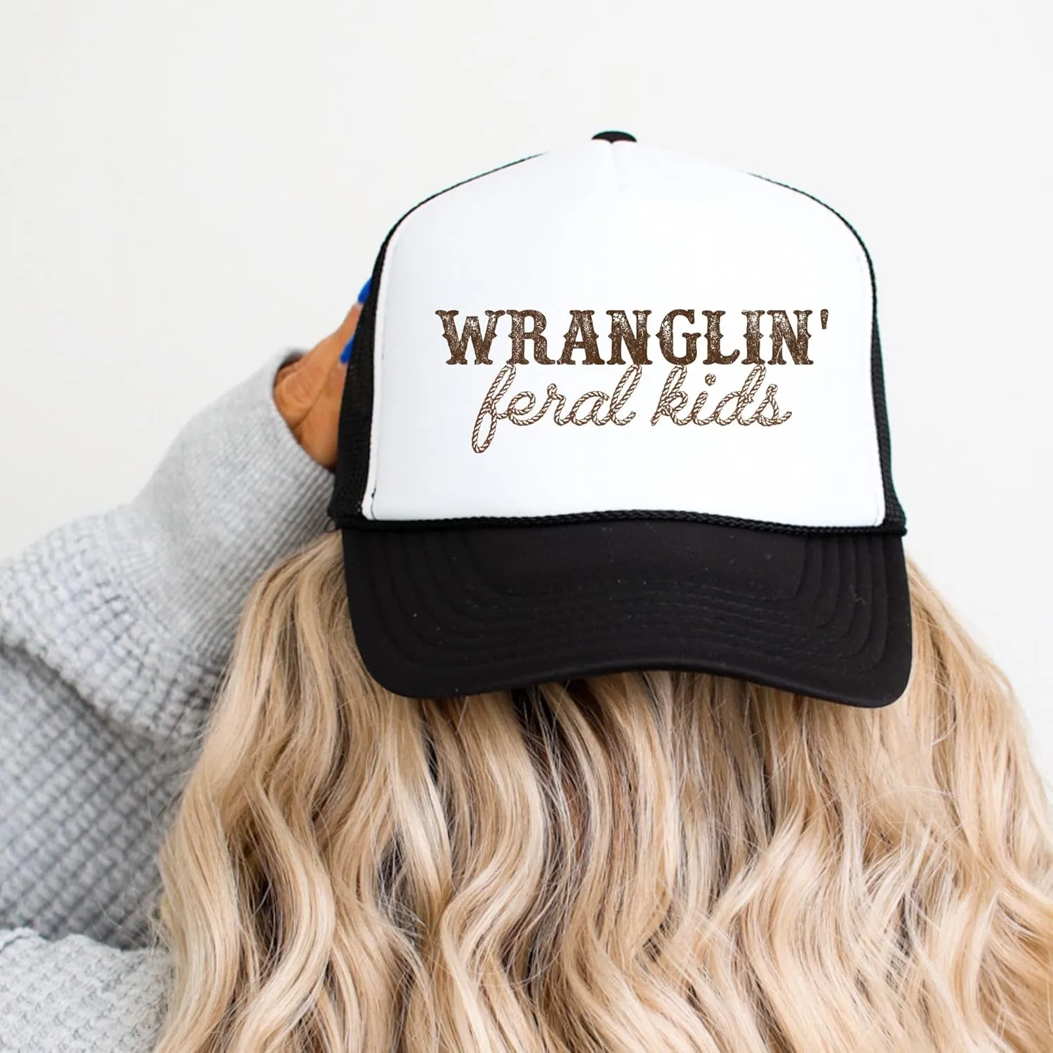 Olive Loves Apple Wranglin' Feral Kids Trucker Hat for Mom and Dad Funny Western Style Cap for Women and Men