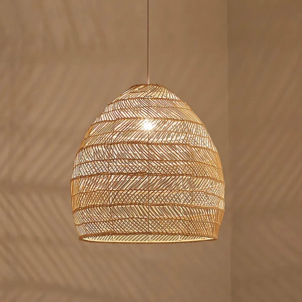 Rattan Pendant Ceiling Light for Elegant Dining - Asian-Inspired Single-Bulb Fixture